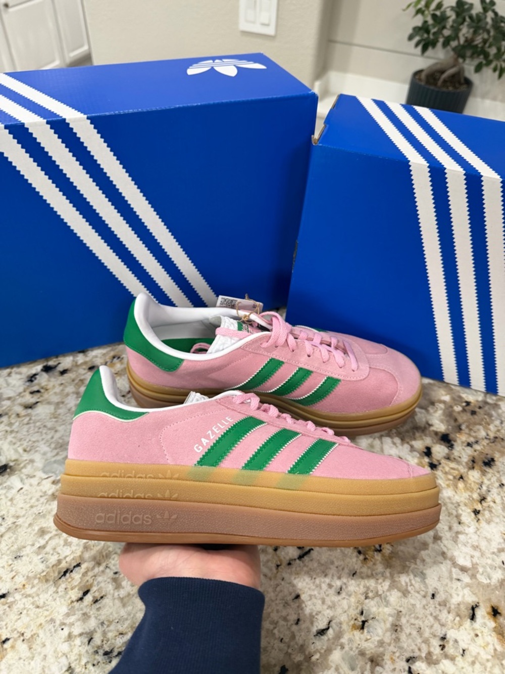 adidas Gazelle Bold True Pink / Green / Cloud White - Picture 11 of 13